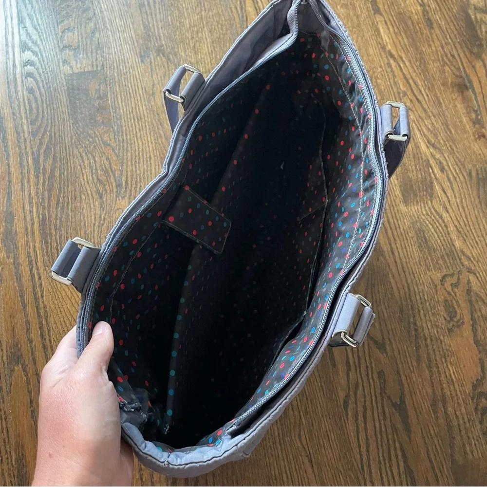 VERA BRADLEY Gray Microfiber Quilted Laptop Work Bag Commuter Tote